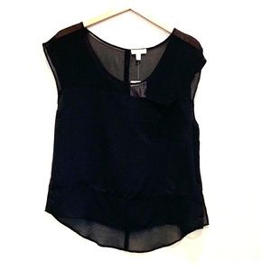 SILENCE + NOISE Sheer Black Blouse